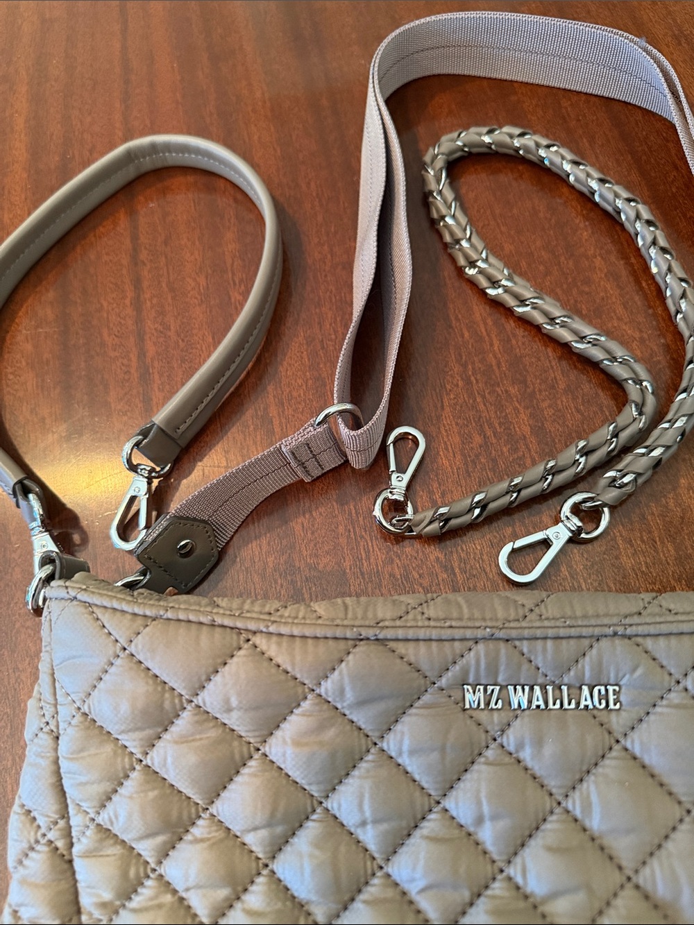 MZ Wallace Quilted Nylon Crossbody in Light Taupe - Picture 2 of 7